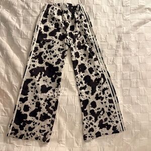 Adidas silky Brown and Cream Cow Patterned Pants